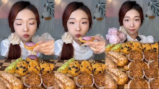 ASMR Eating  dessert Mukbang  Crispy cakes with lutinous rice cake and towelroll cake [upl. by Marijane]