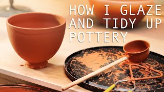 How I Glaze and Tidy up my Pots Ready for Firing in the Kiln [upl. by Edithe]