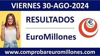 Resultado del sorteo EuroMillones del viernes 30 de agosto de 2024 [upl. by Nonnad]