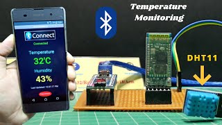 Wireless Temperature and Humidity Monitoring System using Bluetooth  Arduino Project [upl. by Menken]