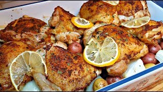 Baked Lemon Garlic Chicken Recipe  Lemon Garlic Cream Sauce Recipe [upl. by Branden771]