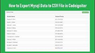 How to Export Mysql Data to CSV File in Codeigniter [upl. by Tildy190]