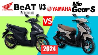 Honda BeAT v3 Premium vs Yamaha MIO Gear S  Side by Side Comparison  Specs amp Price  2024 [upl. by Ahrens]