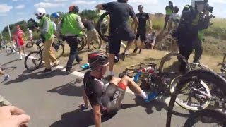 Tour de France 2015 Stage 3 crash  OGE Mechanic Cam [upl. by Haag]