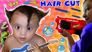 Shawns 1st Haircut ♪ FUNNY FAILS  Rock N Roll Baby FUNnel Vlog [upl. by Rennoc]