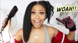 STRAIGHTEN IN 5 MINS  Trying Straightening Brush on Natural Hair [upl. by Niar]