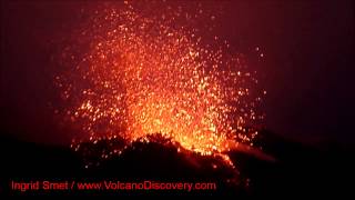 Lava flow and large explosion from Stromboli volcano Eolian Islands Italy [upl. by Aicilyt]