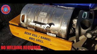 HOW TO BUILD A BARREL BBQBEER KEG BBQDIY BBQ GRILL [upl. by Yenettirb]