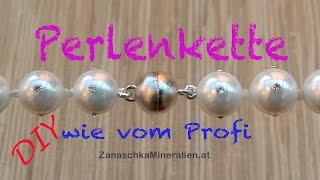 Perlenkette mit Magnetverschluss knoten  DIY  Kette fertig machen  Schmuck anfertigen  knüpfen [upl. by Avle]