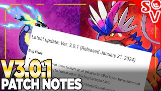 Version 301 Patch Notes for Pokemon Scarlet and Violet [upl. by Irita]