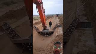 Trenching canal with excavator automobile excavator ytshorts ytshortsindia shorts [upl. by Vergil602]