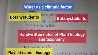 Water as a climatic factor of ecosystemEcology and Taxonomy Climatic factor Water Type of Rain [upl. by Alberta492]