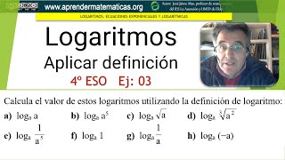 Definición de logaritmo 4 ESO 05 003 José Jaime Mas [upl. by Zannini577]