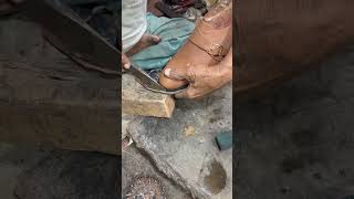 Leather shoe making asmr bespoke diy handmade cuttingskills cobbler shoemaker leathercraft [upl. by Latonia229]