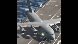 rare takeoff plane C17 aircraft performs a precision takeoff on an aircraft carrier [upl. by Sapphira]