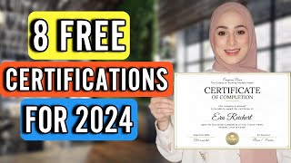 8 FREE High Paying Certifications For Remote Jobs in 2024  And How Much Do They Pay [upl. by Nahtam]