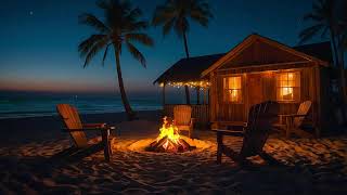 Campfire on the Beach Sounds for Sleep  Relaxing Fire Crackling amp Ocean Waves Ambience [upl. by Tamberg992]