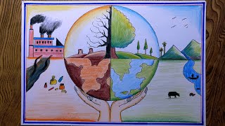 World environment day drawingStop pollution drawingSave nature drawing [upl. by Naneik]