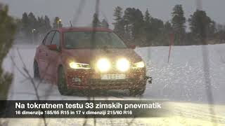 AMZS test 33 zimskih pnevmatik dimenzij 18565 R15 in 21560 R16 [upl. by Aynwat]