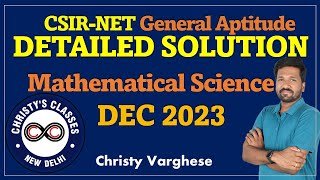 CSIRNET DEC 2023 Part A  Full Solutions  Mathematical Science General Aptitude Christy Varghese [upl. by Mitzie524]