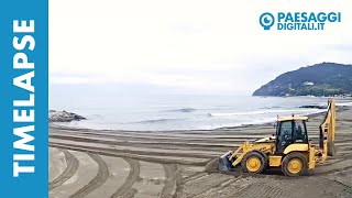 Ruspe in azione sistemazione Spiaggia Fiumaretta SP  TimeLapse del 28 Aprile 2021 [upl. by Annawt]