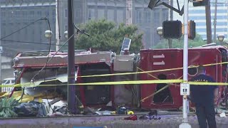 Dallas fire engine spins off slick bridge [upl. by Lacagnia]