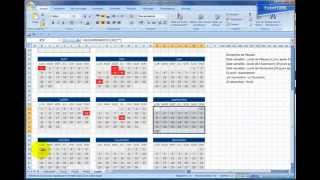 Excel 2007 Réalisez un calendrier avec des jours fériés en 30mn [upl. by Alak962]