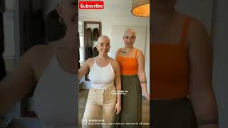 Two girls go bold and shave their heads 🤩🤘😍 shorts viralvideo headshave [upl. by Enait508]