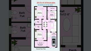 26x41 Latest 3bhk 1000sf ghar plan design shorts viral floorplan homeplan homedesign houseplan [upl. by Vito]