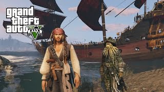 PIRATES OF THE CARIBBEAN SHIPS w JACK SPARROW GTA 5 Mods [upl. by Einhoj445]