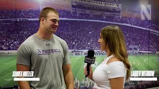 Football  NU vs UTEP Postgame Interview LB Xander Mueller [upl. by Llerahc]