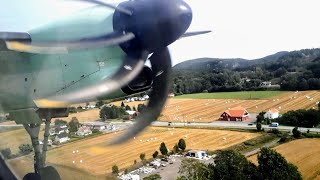 Widerøe Dash 8Q400 Spectacular Approach and Landing Kristiansand Airport 160819 [upl. by Enirak]