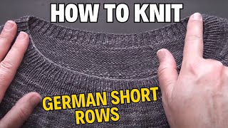 How to Knit German Short Rows for Sweater Neckline Shaping  Short Row Knitting Techniques [upl. by Karilynn]