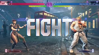 Street Fighter 6  Chun Li vs Ken Hard AI SF6 Versus Mode Fighting Ground [upl. by Heydon]