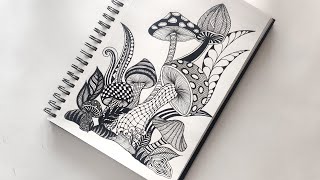 Zentangle art  Zentangle patterns  mushroom zentangles [upl. by Danielle]