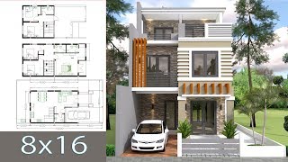 Home Design Plan 6x11m with 5 Bedrooms Plot 8x16m [upl. by Anyehs]