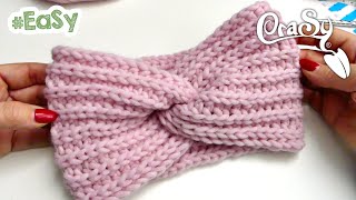 Twist Stirnband im Halb  patent stricken für Anfänger  EaSy Brioche [upl. by Ecnarepmet]