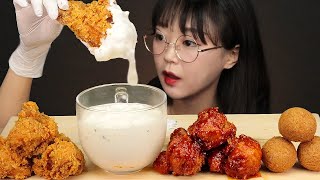 ASMR  SUB  후라이드 amp 양념치킨 치즈볼 먹방 뿌링클소스까지 CHICKEN CHEESE BALL amp BBURING SAUCE EATING SOUNDS MUKBANG [upl. by Mera204]