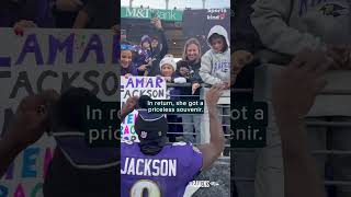 Baltimore Ravens quarterback Lamar Jackson surprises friendly fan I Humankind shorts [upl. by Nadnerb756]