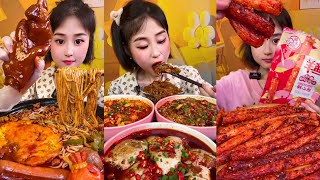 Chinese food mukbang  eating a lot of Chinese food  Spicy noodles and Snack mukbang [upl. by Lanae986]