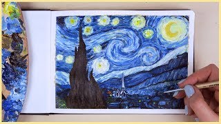 How to Paint the Starry Night with Acrylic Paint Step by Step  Art Journal Thursday Ep 24 [upl. by Oates261]