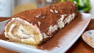 BÛCHE Tramisu SANS CUISSON  ✨ 🎉 Bûche en 5 MINUTES  Dessert des Fêtes [upl. by Nareik534]