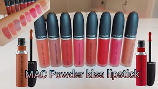 Mac powder kiss liquid lipstick 💄 All 8 shades [upl. by Raye]