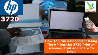 How To Scan a Document Using The HP Deskjet 3720 3755 Printer scanner Print and Share to Email [upl. by Tiler139]