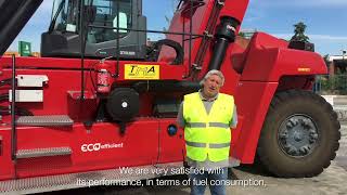 Kalmar Eco Reachstacker at Ute Tilo Terminal [upl. by Parthen719]