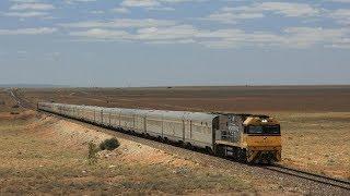 LONGEST STRAIGHT SECTION OF RAILWAY IN THE WORLD Trains on the Trans Australian Railway [upl. by Ynoyrb]