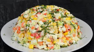 БЫСТРЫЙ Салат с Крабовыми Палочками quotКлассическийquot  Вкусный Салат с крабовыми палочками на СТОЛ [upl. by Latsryc47]