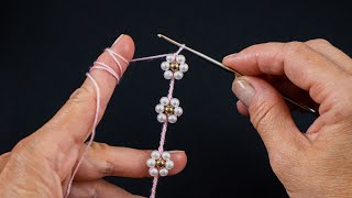 Quick and easy crochet beaded bracelet [upl. by Ecraep745]