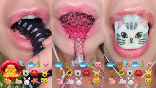 MUKBANG CHALLENGE ASMR Eating ANIMAL amp CREATURE Emoji Satisfying Food 먹방 [upl. by Norra]