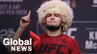 Khabib to Conor McGregor fans at UFC 229 WeighIn Im going to smash your guy [upl. by Nivram]